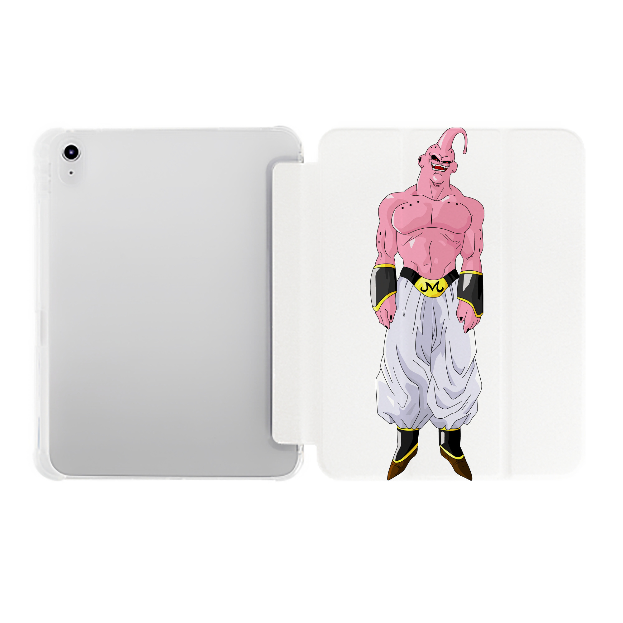 （画像用） ドラゴンボール 魔人ブウ DRAGON BALL Majin Buu IPad ケース ペン収納付き 三つ折りスタンド PUレザー×シリコン 対応機種9.5/10.5/10.9インチ